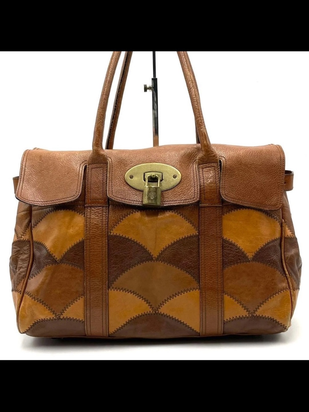 Mulberry Two-Tone Brown Patchwork Shoulder Bag - Picture 2 of 11